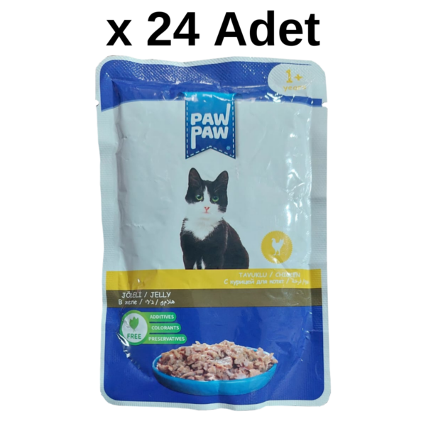 Paw Paw Jöle İçinde Tavuklu Yaş Kedi Maması 85 gr x 24 Adet