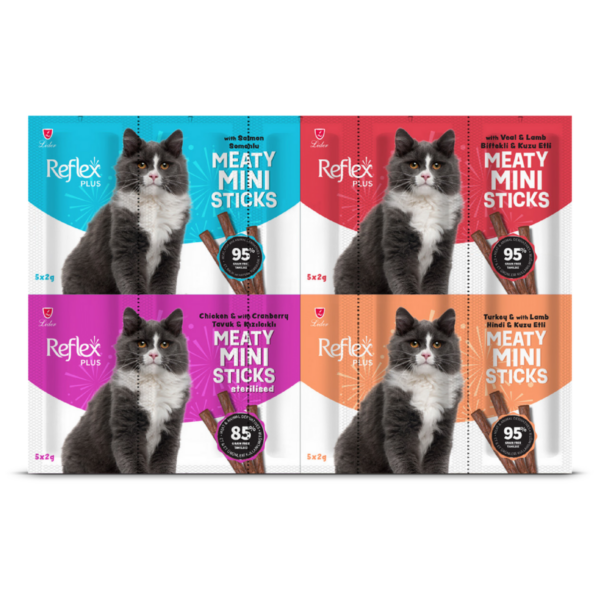 Reflex Plus Meaty Mini Sticks Kedi Ödül Maması 5 Adet x 2 gr x 4 Çeşit